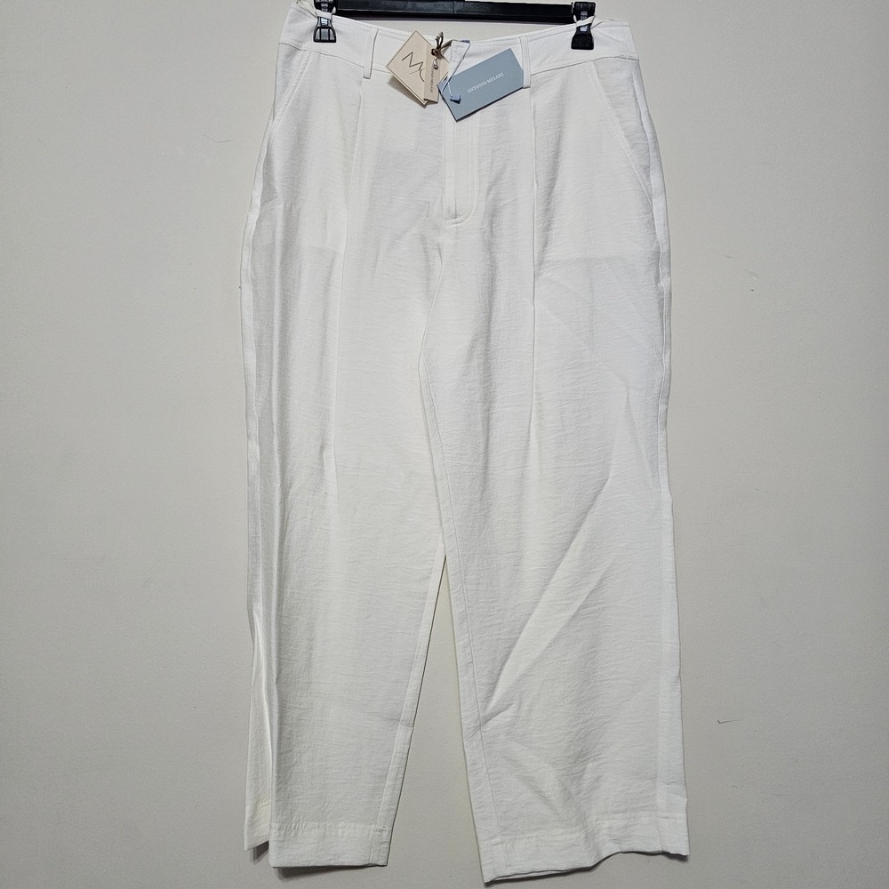 Antonio Melani Women's Pants Size 14 Fit Largeβ Ivory White Straight Leg Zip New